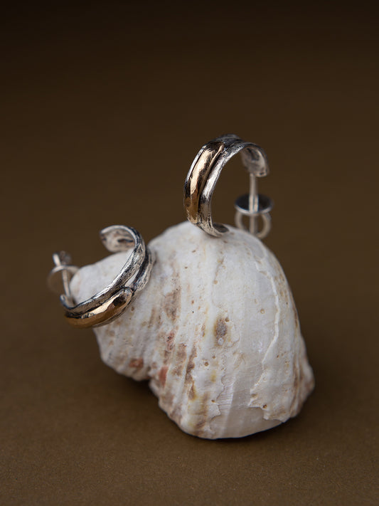 Split earrings with gold stripe