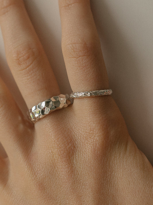 A pair of dragon skin wedding rings