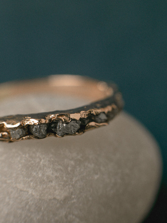 Author's scratched ring with diamonds
