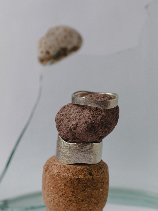 A pair of soft wave wedding rings