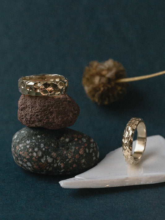 A pair of dragon skin wedding rings