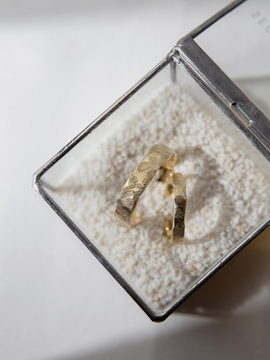 A pair of hand-crafted wedding rings